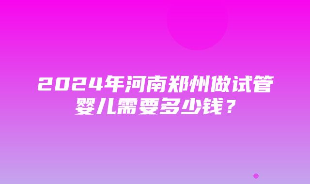 2024年河南郑州做试管婴儿需要多少钱？