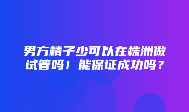 男方精子少可以在株洲做试管吗！能保证成功吗？