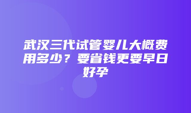 武汉三代试管婴儿大概费用多少？要省钱更要早日好孕