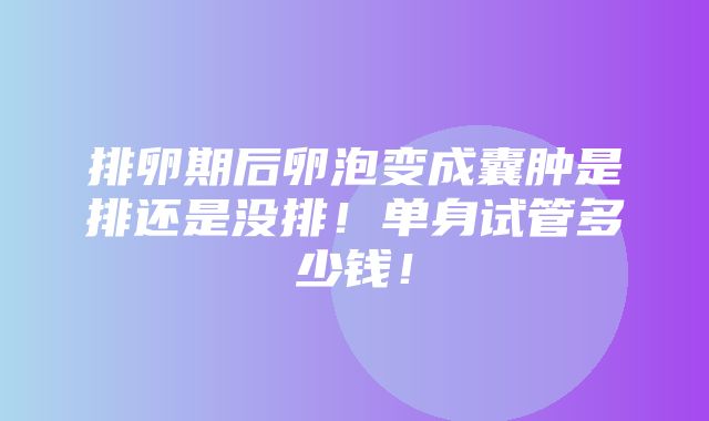 排卵期后卵泡变成囊肿是排还是没排！单身试管多少钱！