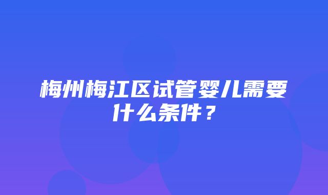 梅州梅江区试管婴儿需要什么条件？