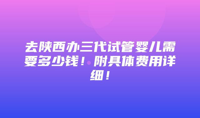 去陕西办三代试管婴儿需要多少钱！附具体费用详细！