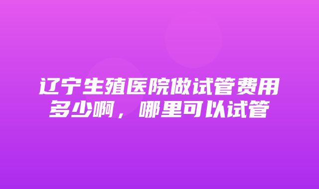 辽宁生殖医院做试管费用多少啊，哪里可以试管