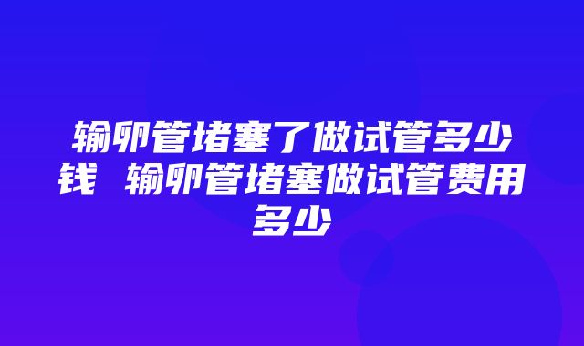 输卵管堵塞了做试管多少钱 输卵管堵塞做试管费用多少