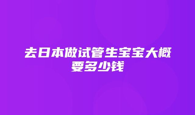 去日本做试管生宝宝大概要多少钱