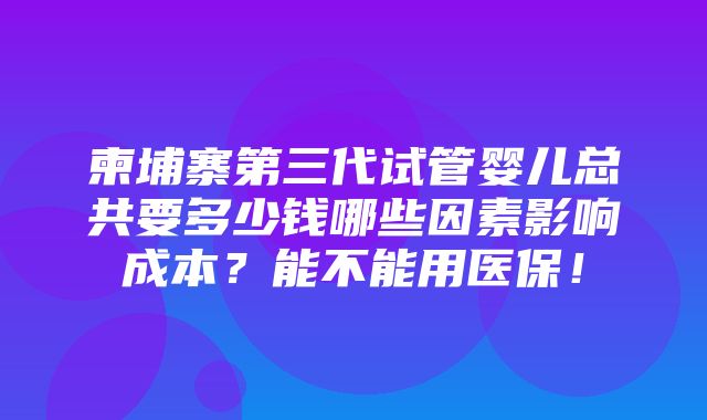 柬埔寨第三代试管婴儿总共要多少钱哪些因素影响成本？能不能用医保！