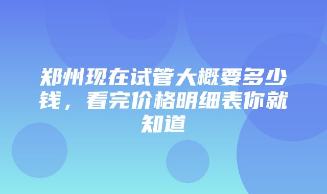 郑州现在试管大概要多少钱，看完价格明细表你就知道