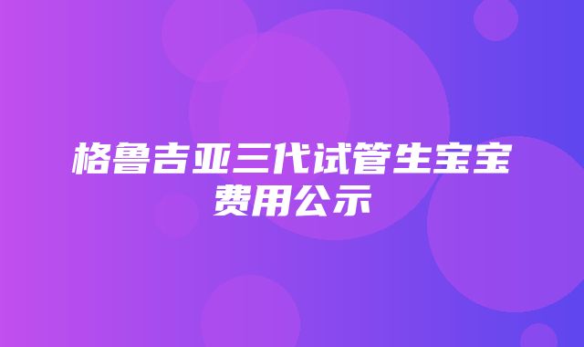 格鲁吉亚三代试管生宝宝费用公示