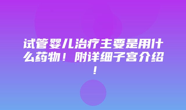 试管婴儿治疗主要是用什么药物！附详细子宫介绍！