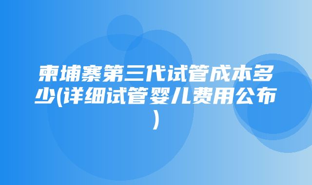 柬埔寨第三代试管成本多少(详细试管婴儿费用公布)