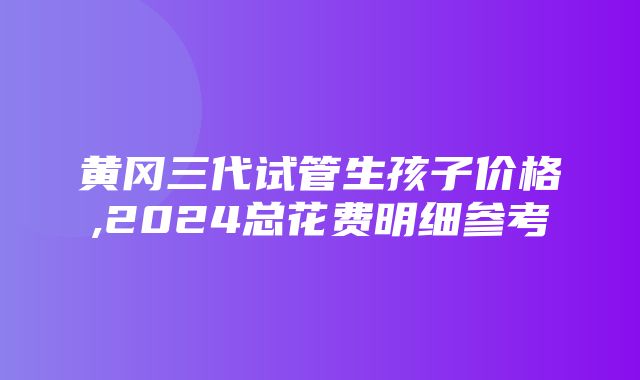 黄冈三代试管生孩子价格,2024总花费明细参考