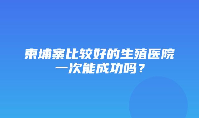 柬埔寨比较好的生殖医院一次能成功吗？