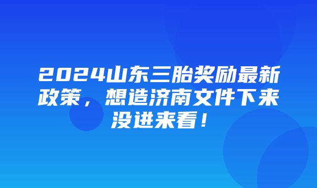 2024山东三胎奖励最新政策，想造济南文件下来没进来看！