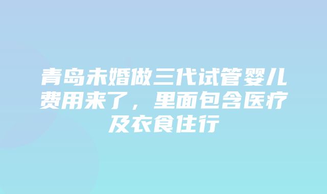 青岛未婚做三代试管婴儿费用来了，里面包含医疗及衣食住行