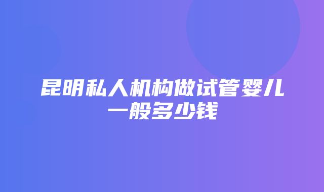 昆明私人机构做试管婴儿一般多少钱