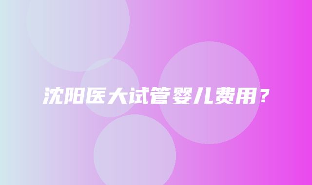 沈阳医大试管婴儿费用？