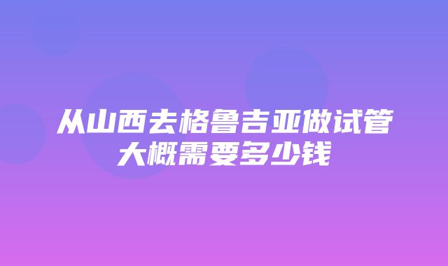 从山西去格鲁吉亚做试管大概需要多少钱