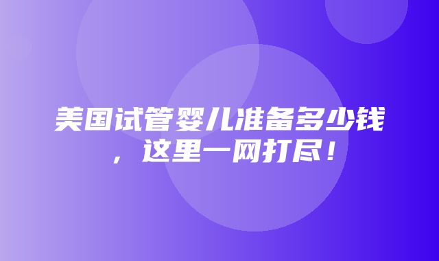 美国试管婴儿准备多少钱，这里一网打尽！