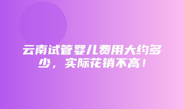 云南试管婴儿费用大约多少，实际花销不高！