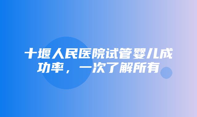 十堰人民医院试管婴儿成功率，一次了解所有