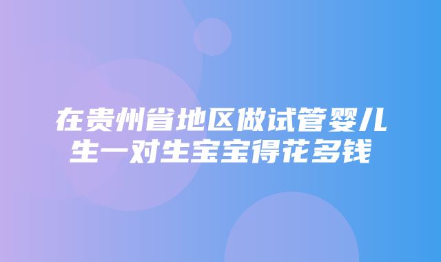 在贵州省地区做试管婴儿生一对生宝宝得花多钱