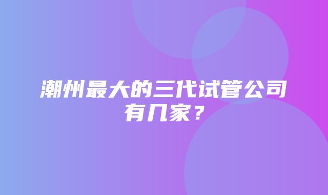 潮州最大的三代试管公司有几家？