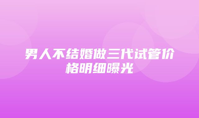 男人不结婚做三代试管价格明细曝光