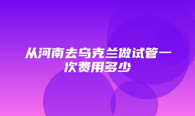 从河南去乌克兰做试管一次费用多少