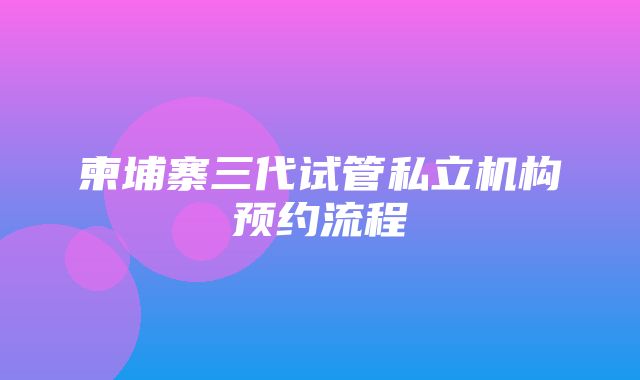 柬埔寨三代试管私立机构预约流程