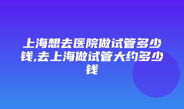 上海想去医院做试管多少钱,去上海做试管大约多少钱