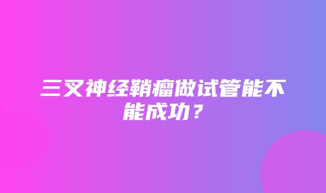 三叉神经鞘瘤做试管能不能成功？