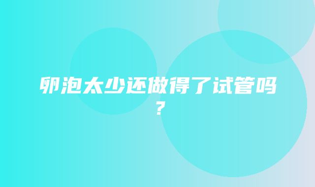 卵泡太少还做得了试管吗？