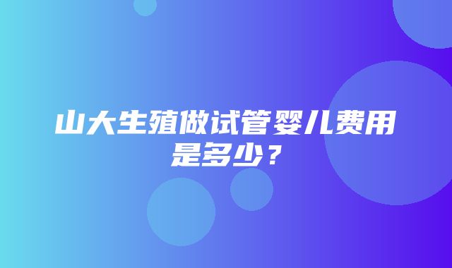 山大生殖做试管婴儿费用是多少？