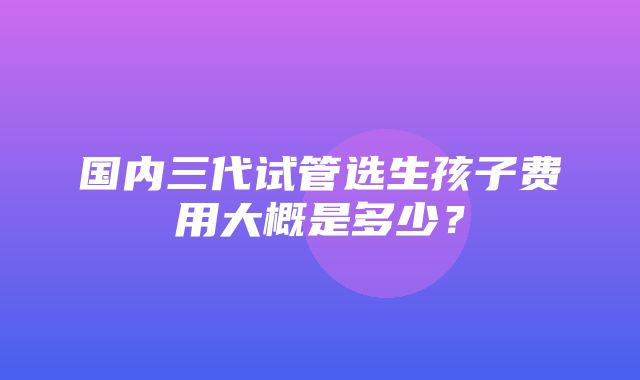 国内三代试管选生孩子费用大概是多少？