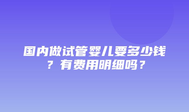 国内做试管婴儿要多少钱？有费用明细吗？