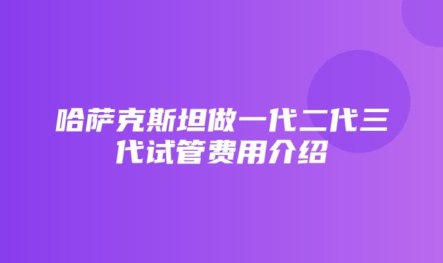 哈萨克斯坦做一代二代三代试管费用介绍