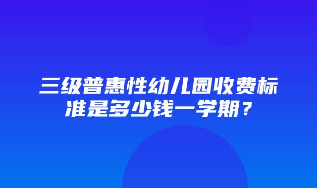 三级普惠性幼儿园收费标准是多少钱一学期？