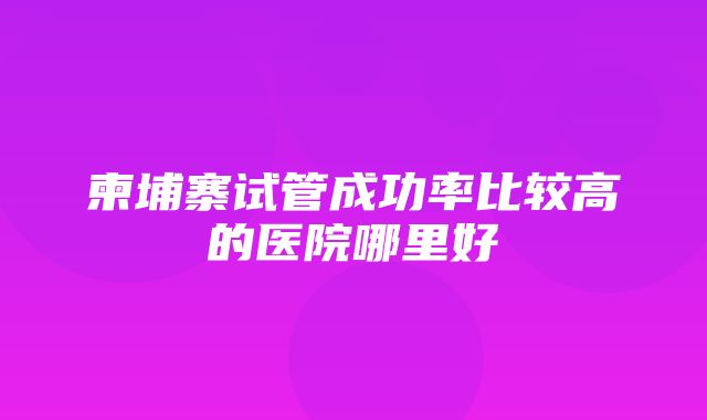 柬埔寨试管成功率比较高的医院哪里好