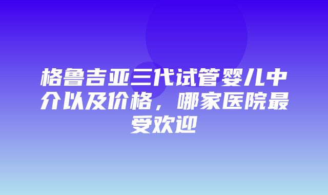 格鲁吉亚三代试管婴儿中介以及价格，哪家医院最受欢迎