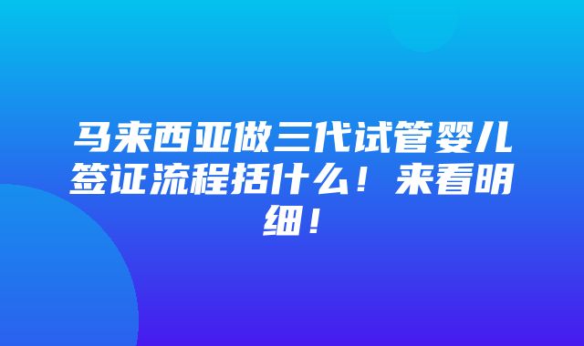 马来西亚做三代试管婴儿签证流程括什么！来看明细！