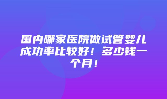 国内哪家医院做试管婴儿成功率比较好！多少钱一个月！