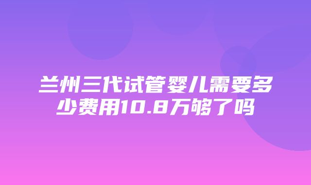 兰州三代试管婴儿需要多少费用10.8万够了吗