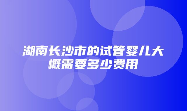 湖南长沙市的试管婴儿大概需要多少费用