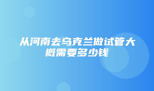 从河南去乌克兰做试管大概需要多少钱