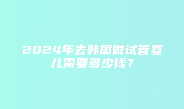 2024年去韩国做试管婴儿需要多少钱？