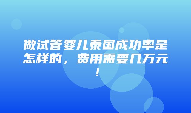 做试管婴儿泰国成功率是怎样的，费用需要几万元！