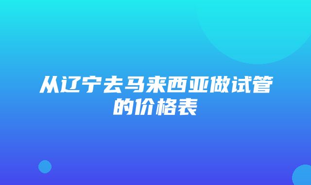 从辽宁去马来西亚做试管的价格表