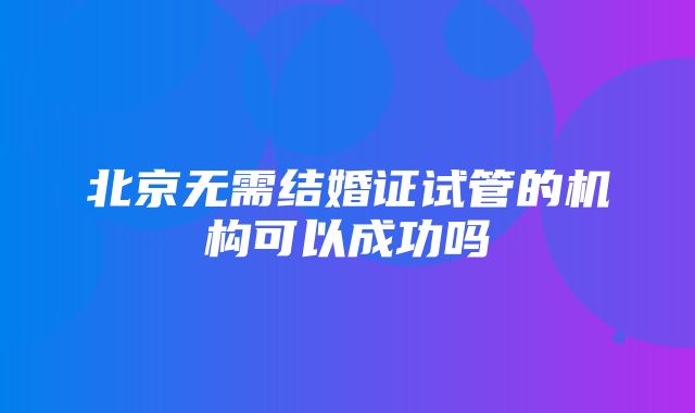 北京无需结婚证试管的机构可以成功吗