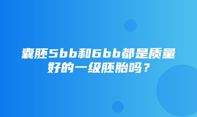 囊胚5bb和6bb都是质量好的一级胚胎吗？