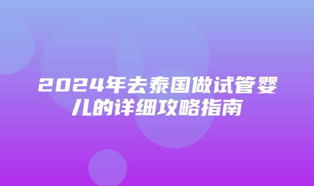 2024年去泰国做试管婴儿的详细攻略指南